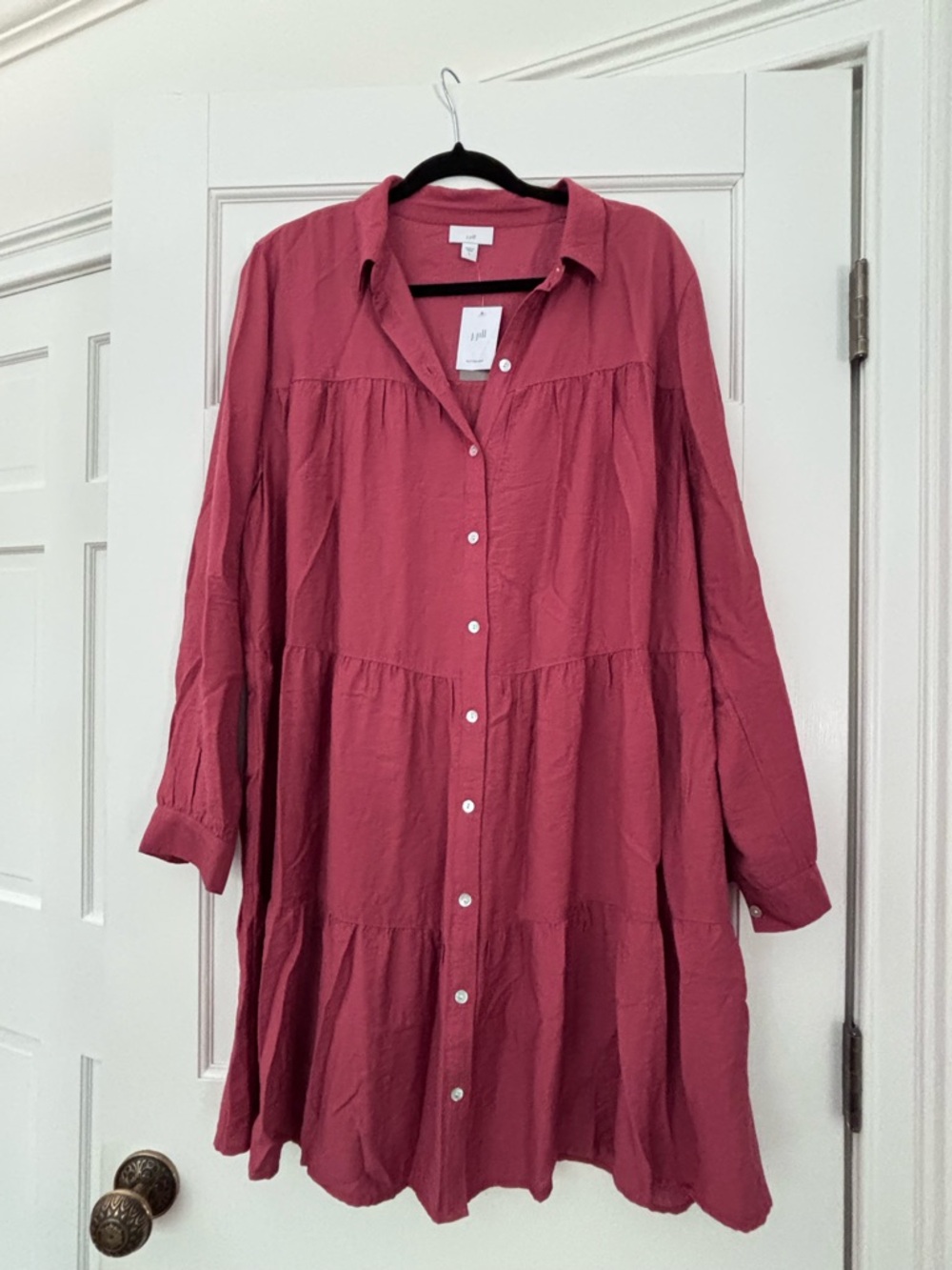 J.Jill Red Rock Button Front Shirt Dress - Size Large (NWT)